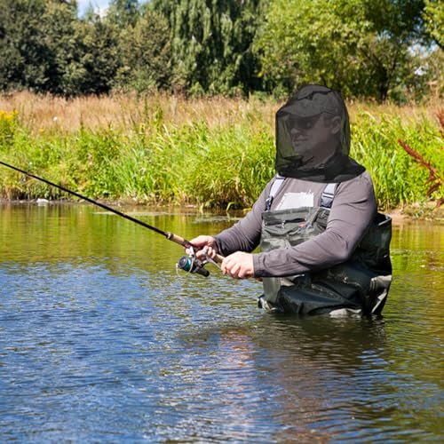 Mückenschutz-Kopfnetz für Insekten, 2er-Pack, Premium Insektenschutz für den Kopf, Fliegen- & Mückenschutz | Extra groß & lang, feinste Maschen für Camping, Wandern, Angeln, Gartenarbeit, passt auf alle Hüte für Damen & Herren