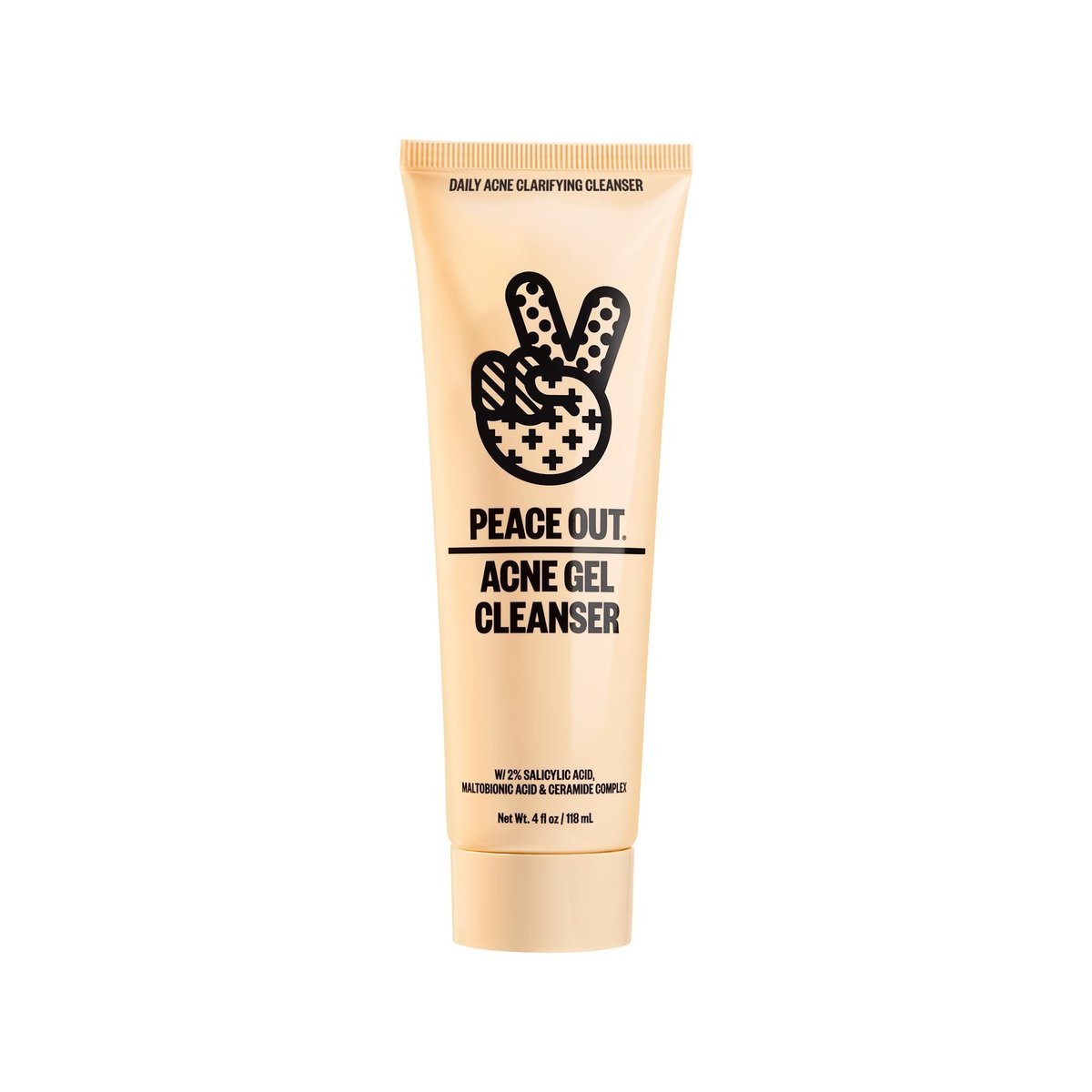 PEACE OUT Acne Gel Reiniger – 2% Salicylsäure gegen Pickel, Mitesser & Unreinheiten – Tägliche Gesichtsreinigung mit Ceramiden für verstopfte Poren & gestärkte Hautbarriere (118 ml)
