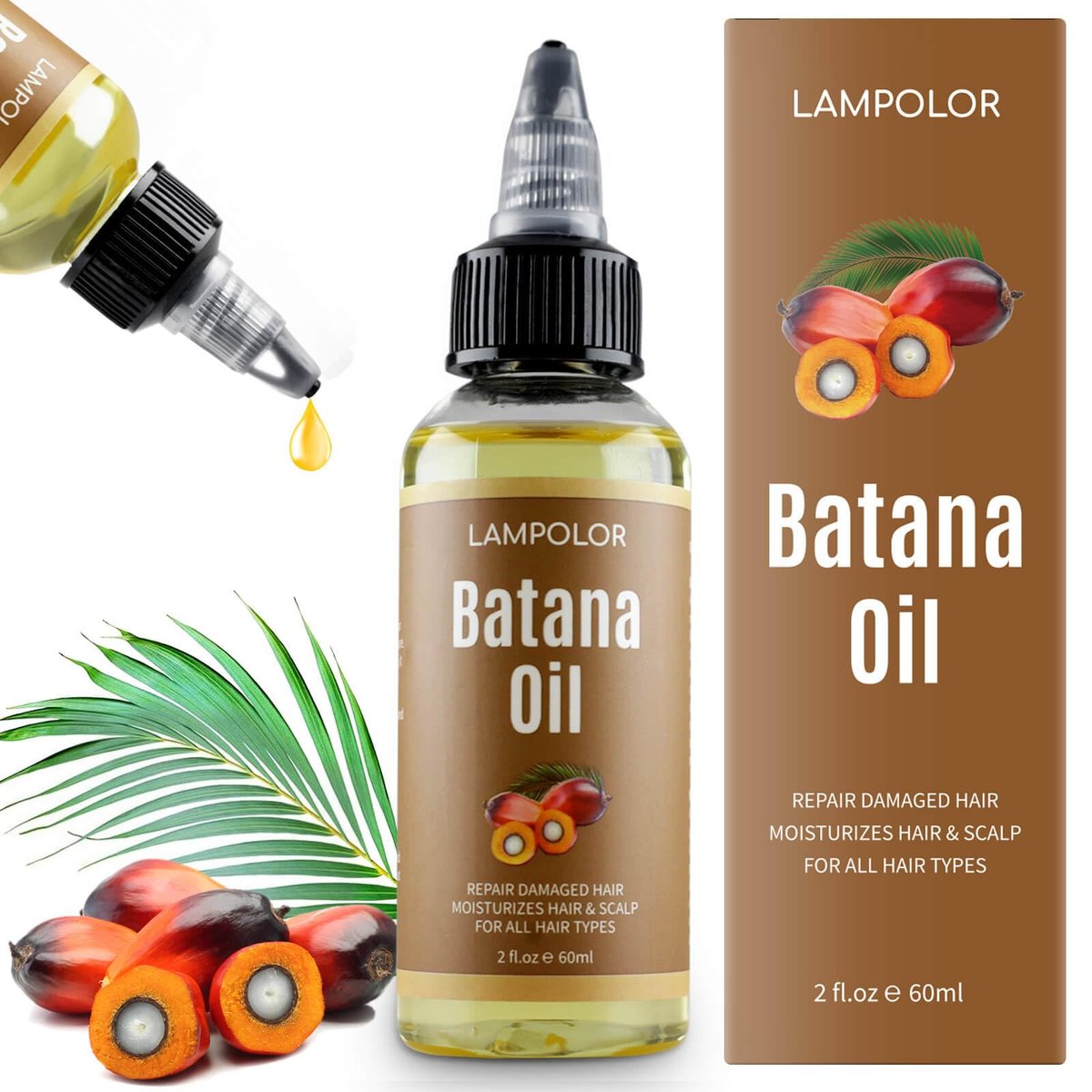RAW Batana Öl für Haarwachstum – Dr Sebi Bio Unraffiniertes Batana Öl aus Honduras, 100% rein & natürlich für dickeres & stärkeres Haar – 60 ml (1 Packung)
