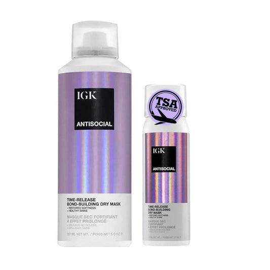 IGK Antisocial Dry Hair Mask – Leave-in Overnight Mask | Haar-Bond-Building Behandlung für trockenes Haar | Über Nacht Feuchtigkeit & Glanz | Repariert, macht weich & perfekt für Extensions | Full + Travel