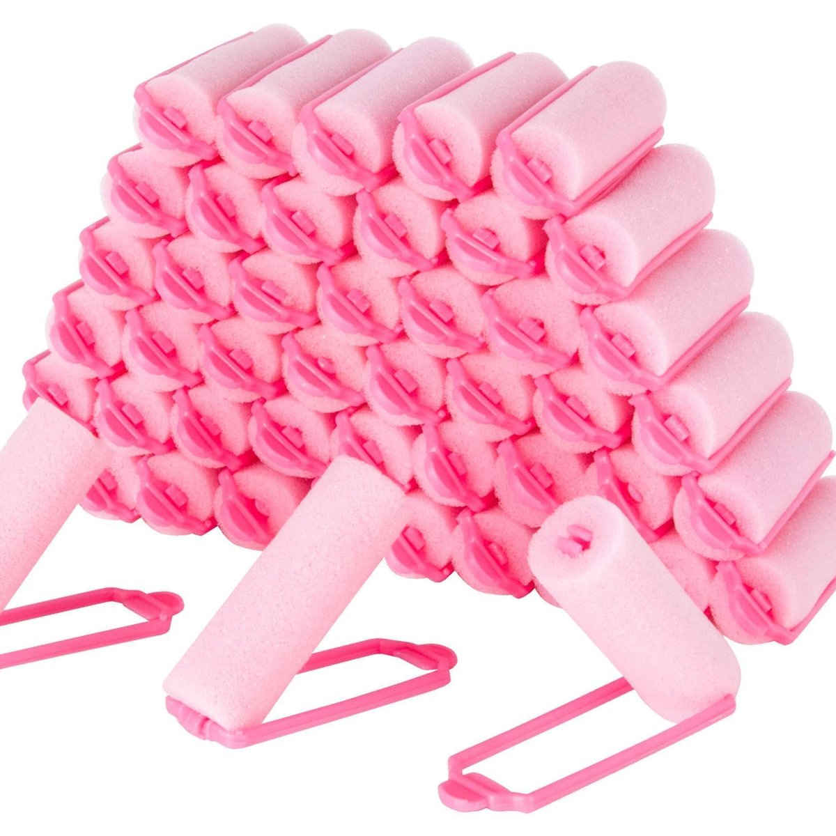 MAQIHAN 40 Schaumstoff-Haarrollen 0,98 Zoll - Sponge Roller für hitzefreie Locken, für kurzes/langes Haar, zum Schlafen, weiche dünne Lockenwickler, Pink (40 Stück)