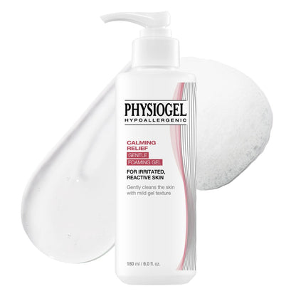 Physiogel Calming Relief Sanfter Reinigungsschaum – Feuchtigkeitsspendender Gesichtsreiniger mit Ceramiden, Gel-to-Schaum Formel, pH-ausgeglichen, für empfindliche Haut, 177 ml