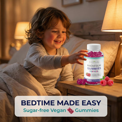 Zuckerfreie Magnesium Gummis für Kinder – Beruhigung & Schlafunterstützung, kaubares Magnesium, Anti-Stress, Knochengesundheit, Muskelentspannung, 30 vegane, nicht-GVO, glutenfreie Gummis