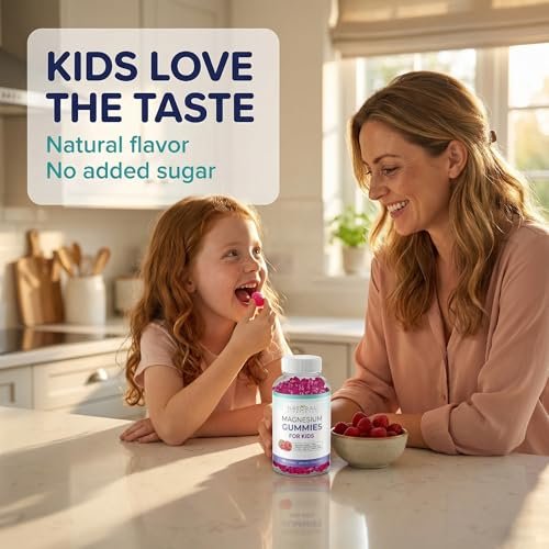 Zuckerfreie Magnesium Gummis für Kinder – Beruhigung & Schlafunterstützung, kaubares Magnesium, Anti-Stress, Knochengesundheit, Muskelentspannung, 30 vegane, nicht-GVO, glutenfreie Gummis