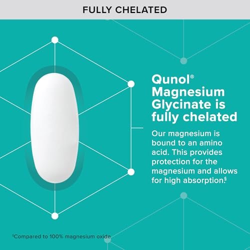 Qunol Magnesium Glycinat 300 mg, 100 % Glycinat-Chelat Magnesiumpräparat, 90 Tabletten
