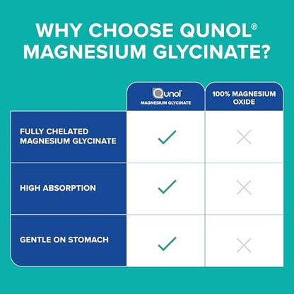 Qunol Magnesium Glycinat 300 mg, 100 % Glycinat-Chelat Magnesiumpräparat, 90 Tabletten