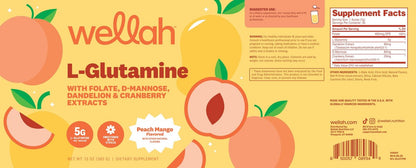 Wellah L-Glutamine Pfirsich Mango (50 Portionen) - 5 g L-Glutamin pro Portion, mit Stevia gesüßt