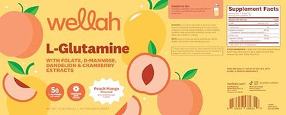 Wellah L-Glutamine Pfirsich Mango (50 Portionen) - 5 g L-Glutamin pro Portion, mit Stevia gesüßt