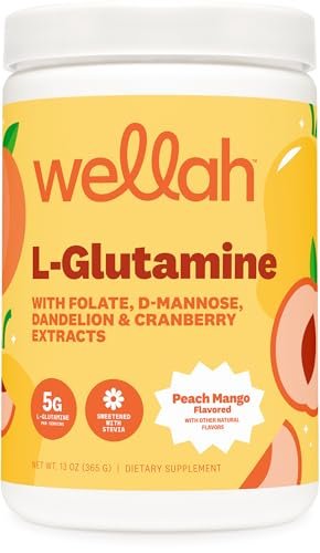 Wellah L-Glutamine Pfirsich Mango (50 Portionen) - 5 g L-Glutamin pro Portion, mit Stevia gesüßt