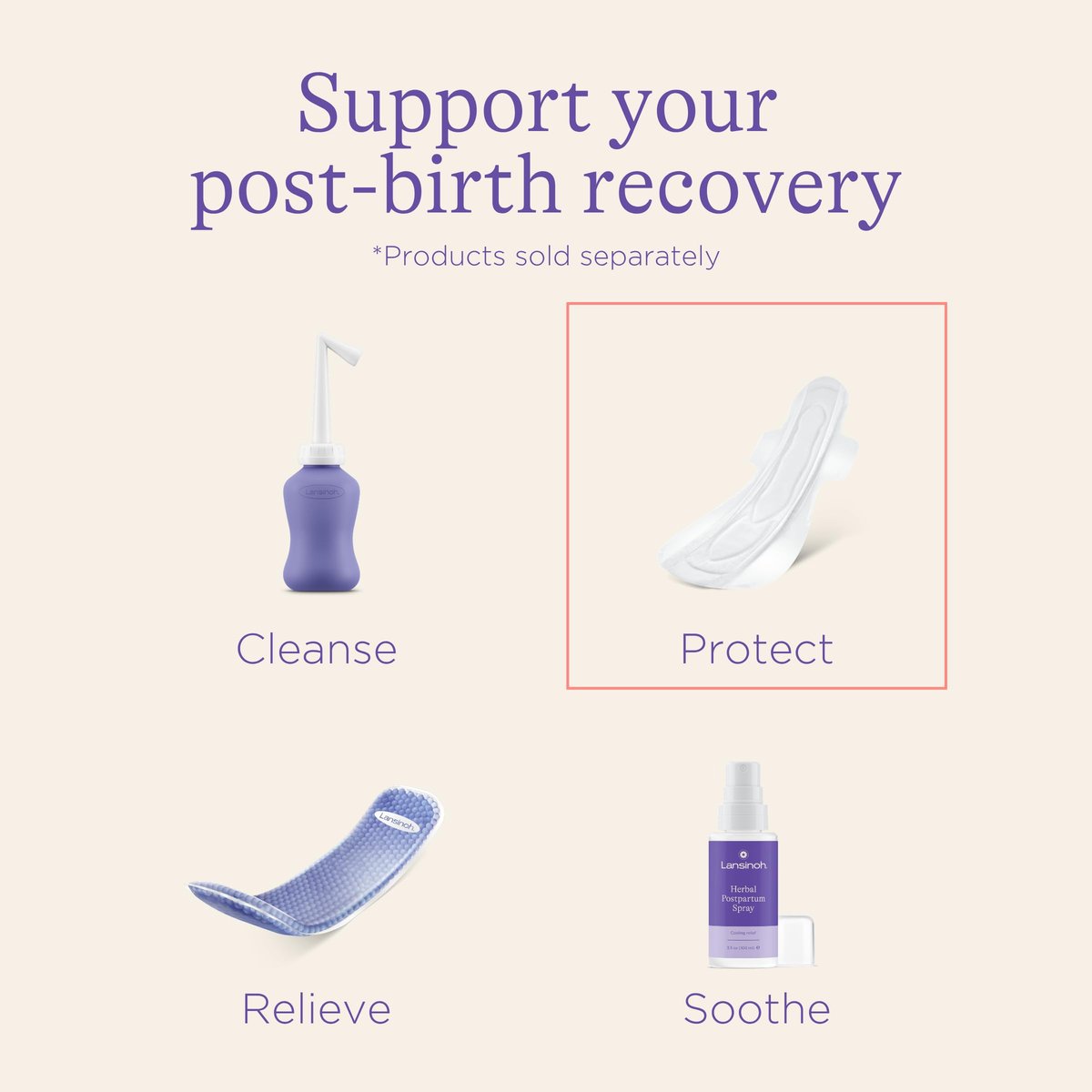 Lansinoh Postpartum Maxi Binden Bundle, 40 Stück, starke Saugfähigkeit für die Nacht, mit Flügeln, 2 Größen für extra Schutz, Wochenbett Essentials