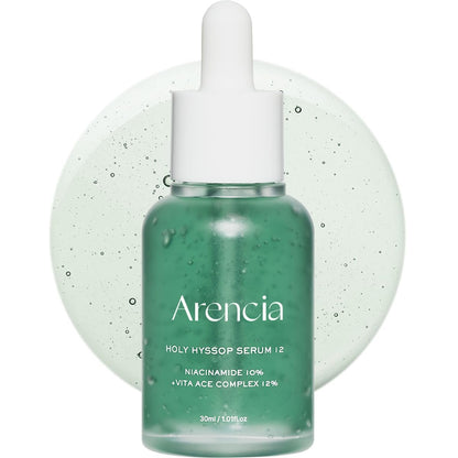 Arencia Hyssop Glow Serum – 10% Niacinamid & 12% Vitamin A, C, E – Feuchtigkeitsspendendes Anti-Aging Serum für koreanische Glasskin