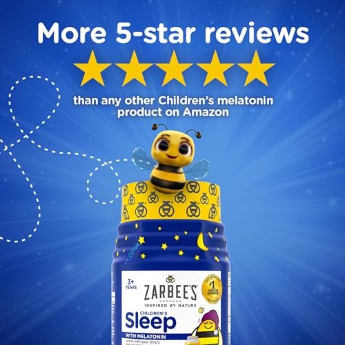 Zarbee's Kinder Melatonin Gummis mit 1 mg Melatonin – Fruchtgummi für einen ruhigen Schlaf, natürlich, ohne Gewöhnung, 60 Stück