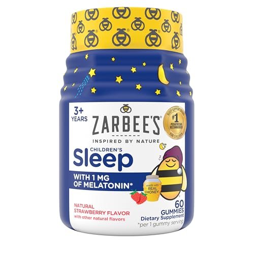 Zarbee's Kinder Melatonin Gummis mit 1 mg Melatonin – Fruchtgummi für einen ruhigen Schlaf, natürlich, ohne Gewöhnung, 60 Stück