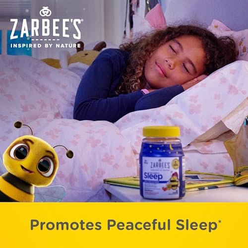 Zarbee's Kinder Melatonin Gummis mit 1 mg Melatonin – Fruchtgummi für einen ruhigen Schlaf, natürlich, ohne Gewöhnung, 60 Stück