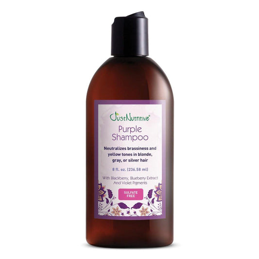 Just Nutritive Purple Toning Shampoo für blondes, graues, weißes, silbernes und gebleichtes Haar – Anti-Gelbstich, Glanz, Reparatur, Feuchtigkeit, sulfatfrei, parabenfrei, 240 ml