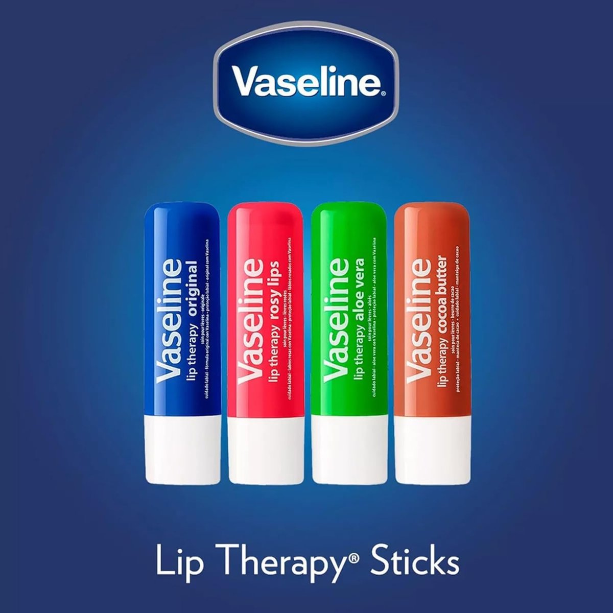 Vaseline Handcreme 2er-Pack – Hydra Replenish Creme mit Hyaluronsäure, Niacinamid & Kakaobutter für weiche Hände + Kakaobutter Lip Therapy Tube mit Vaseline