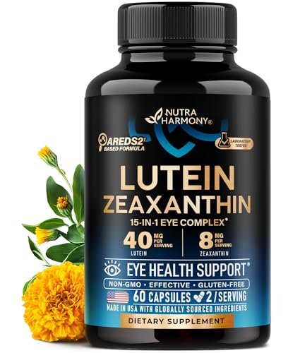 Augenvitamine mit Lutein & Zeaxanthin – AREDS2-basiertes Nahrungsergänzungsmittel für Senioren & Erwachsene – Unterstützt die Augengesundheit & Sehkraft – mit Safran, Zink, Vitaminen, Kupfer, Super Greens – Laborgeprüft – 60 Kapseln