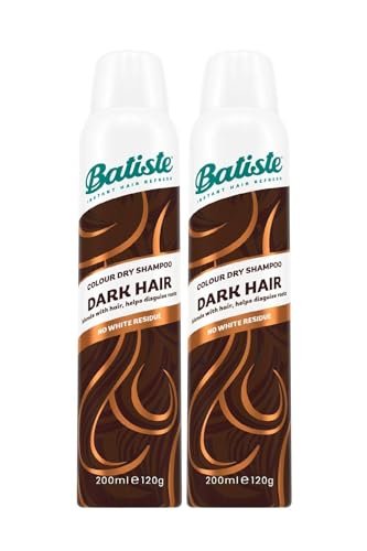 Batiste Trockenshampoo für dunkles Haar, erfrischt das Haar und absorbiert Öl zwischen den Haarwäschen, wasserfreies Shampoo für mehr Textur und Volumen, 6,73 oz Flasche, 2er-Pack