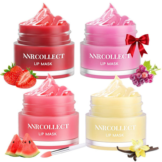 ANRCOLLECT Lip Mask Overnight Set 4er-Pack – Lippenpflege mit Collagen & Shea Butter für 24h Feuchtigkeit