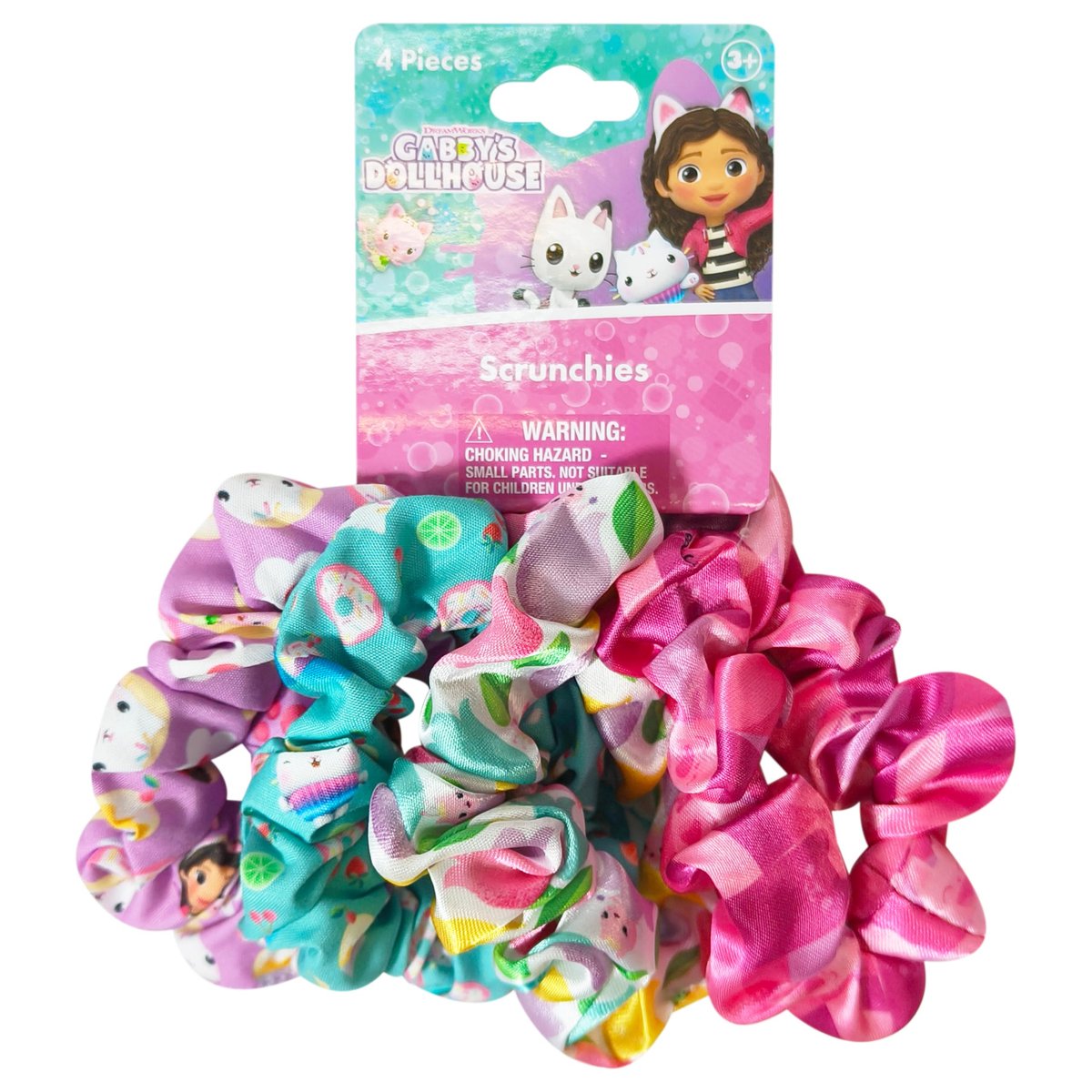 LUV HER Gabby's Dollhouse Niedrige Scrunchies für Mädchen jeden Alters – 4 große Haar-Scrunchies mit den Lieblingscharakteren – Haaraccessoires für Kinder ab 3 Jahren