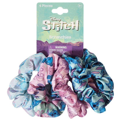 LUV HER Disney Stitch Scrunchies – 4 Große Haargummis für Mädchen jeden Alters mit bedruckten Motiven