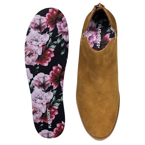 FLAT SOCKS No Show Socken – Rutschfeste Schuh-Einlegesohlen für Herren und Damen – Waschbar, Geruchsneutral – Pink Peony, Small