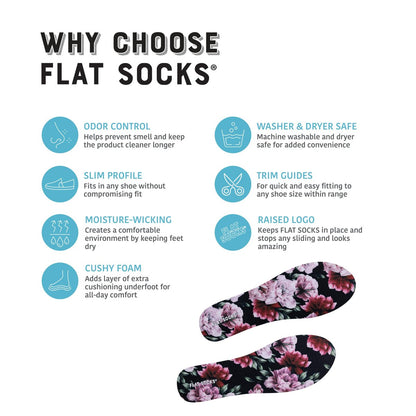 FLAT SOCKS No Show Socken – Rutschfeste Schuh-Einlegesohlen für Herren und Damen – Waschbar, Geruchsneutral – Pink Peony, Small