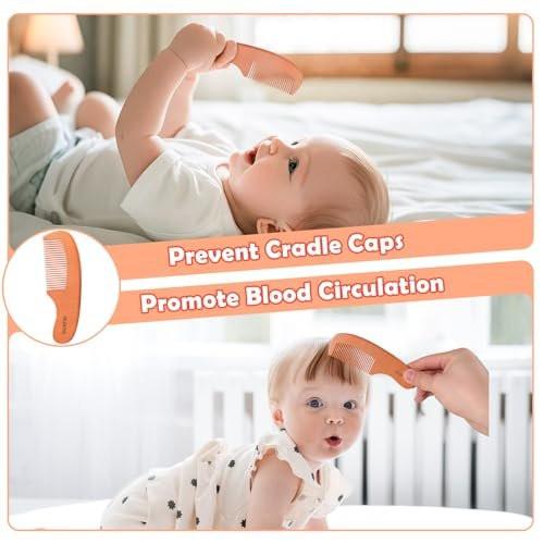 VALENTISE Baby Haarbürste und Kamm Set – Babybürste mit weichen Ziegenhaaren und Holzkamm – Holz Babybürsten Set für Neugeborene & Kleinkinder – Ideal als Bürste gegen Milchschorf