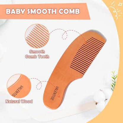 VALENTISE Baby Haarbürste und Kamm Set – Babybürste mit weichen Ziegenhaaren und Holzkamm – Holz Babybürsten Set für Neugeborene & Kleinkinder – Ideal als Bürste gegen Milchschorf