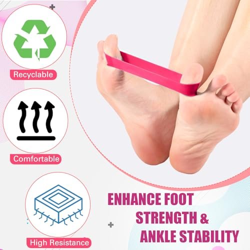 WinnerWhy Set von 5 Zehenspreizer Bänder Separator Spacer Ballenkorrektur Hallux Valgus Ausrichtung Fußstrecker Begradiger Widerstandsschleife Yoga Übung Fußpflege mit Aufbewahrungstasche (Pink)