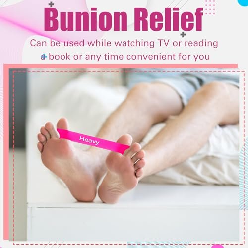 WinnerWhy Set von 5 Zehenspreizer Bänder Separator Spacer Ballenkorrektur Hallux Valgus Ausrichtung Fußstrecker Begradiger Widerstandsschleife Yoga Übung Fußpflege mit Aufbewahrungstasche (Pink)