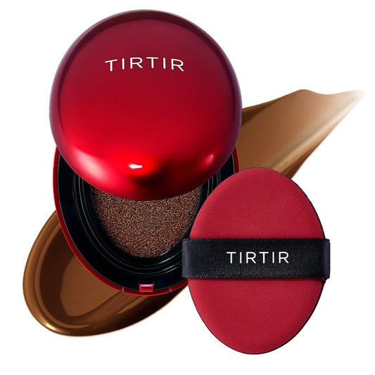TIRTIR Mask Fit Red Cushion Foundation – 47N Ebony, 0,63 fl oz – Full Coverage, Satin Glow Finish, Korean BB Foundation