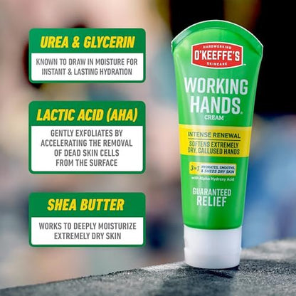 O'Keeffe's Working Hands Intense Renewal Handcreme mit Harnstoff, 2er-Pack (2 x 85 g) – Pflegt und glättet extrem trockene, verhornte Hände