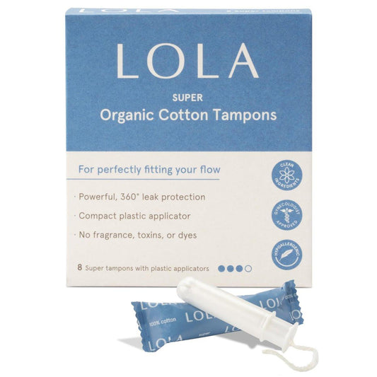 LOLA 100% Bio-Baumwoll-Tampons, Super, 8 Stück – Ungiftige Damenhygiene, FSA/HSA-geprüft