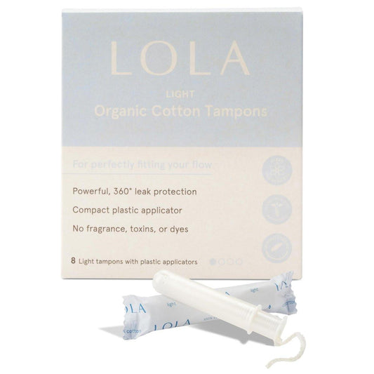 LOLA 100% Bio-Baumwoll Tampons, 8 Stück – Leichte, ungiftige Tampons für die Periode, zertifizierte Damenhygiene, HSA/FSA geeignet