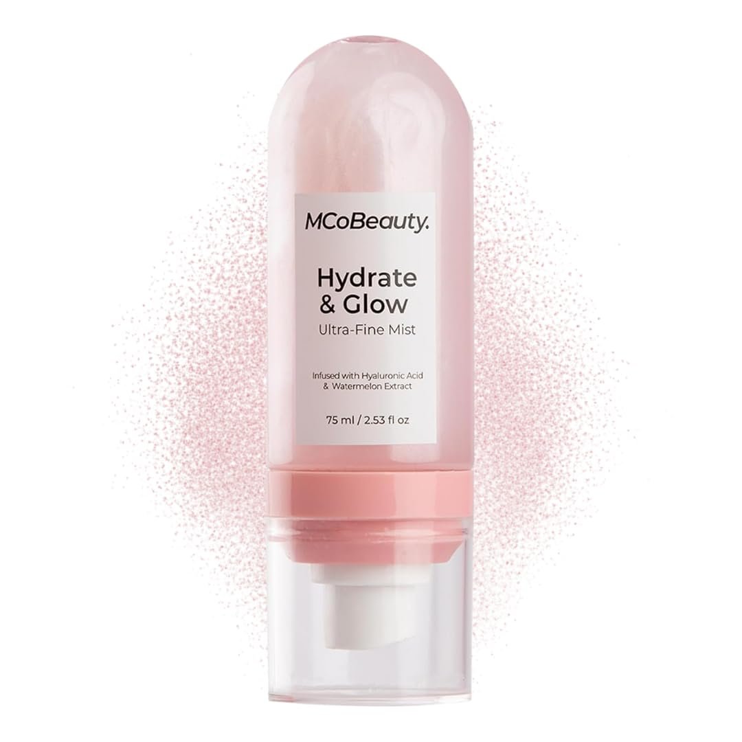 MCoBeauty Hydrate & Glow Ultra Fine Mist – Feuchtigkeitsspray für Gesicht und Körper – Erfrischender Make-up-Primer und Setting-Spray mit Hyaluronsäure, Wassermelonenextrakt und Aloe Vera – Vegan & tierversuchsfrei