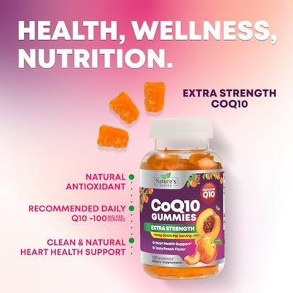 CoQ10 Gummis für Erwachsene - Coenzym Q10 100mg pro Portion - 3-fache Stärke, hochabsorbierendes Antioxidans zur Unterstützung der Herzgesundheit & Energieproduktion - Co Q10 (Coq 10) Nahrungsergänzungsmittel - 120 Gummis