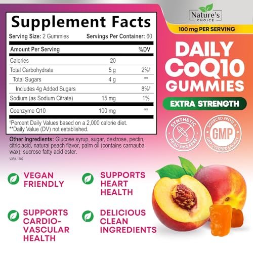 CoQ10 Gummis für Erwachsene - Coenzym Q10 100mg pro Portion - 3-fache Stärke, hochabsorbierendes Antioxidans zur Unterstützung der Herzgesundheit & Energieproduktion - Co Q10 (Coq 10) Nahrungsergänzungsmittel - 120 Gummis