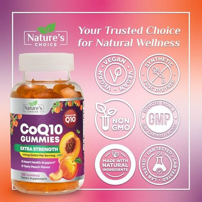 CoQ10 Gummis für Erwachsene - Coenzym Q10 100mg pro Portion - 3-fache Stärke, hochabsorbierendes Antioxidans zur Unterstützung der Herzgesundheit & Energieproduktion - Co Q10 (Coq 10) Nahrungsergänzungsmittel - 120 Gummis