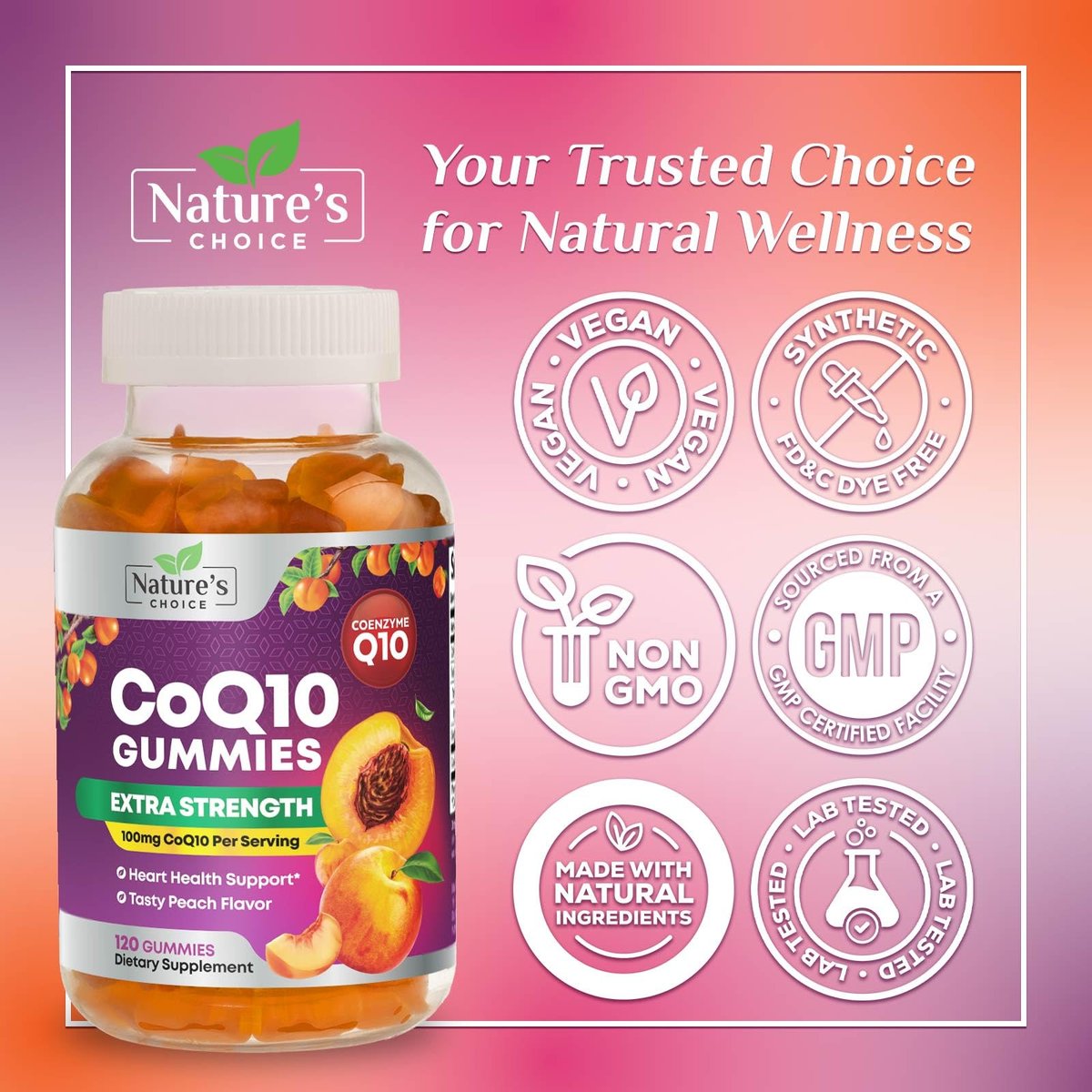 CoQ10 Gummis für Erwachsene - Coenzym Q10 100mg pro Portion - 3-fache Stärke, hochabsorbierendes Antioxidans zur Unterstützung der Herzgesundheit & Energieproduktion - Co Q10 (Coq 10) Nahrungsergänzungsmittel - 120 Gummis