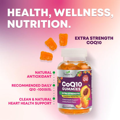 CoQ10 Gummis für Erwachsene - Coenzym Q10 100mg pro Portion - 3-fache Stärke, hochabsorbierendes Antioxidans zur Unterstützung der Herzgesundheit & Energieproduktion - Co Q10 (Coq 10) Nahrungsergänzungsmittel - 120 Gummis