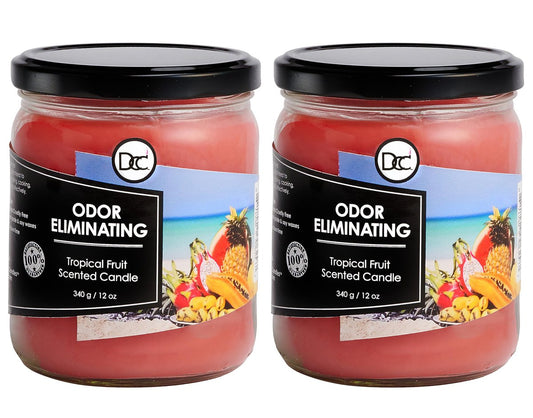 Tropical Fruit Duftkerzen 2er-Pack – Geruchsentferner mit Sojawachs, 80 Stunden Brenndauer, 12 oz
