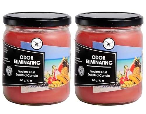 Tropical Fruit Duftkerzen 2er-Pack – Geruchsentferner mit Sojawachs, 80 Stunden Brenndauer, 12 oz