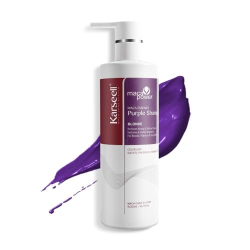 Karseell Lila Shampoo für blondes, silbernes und graues Haar – Neutralisiert Gelb- und Messingstiche, 500 ml