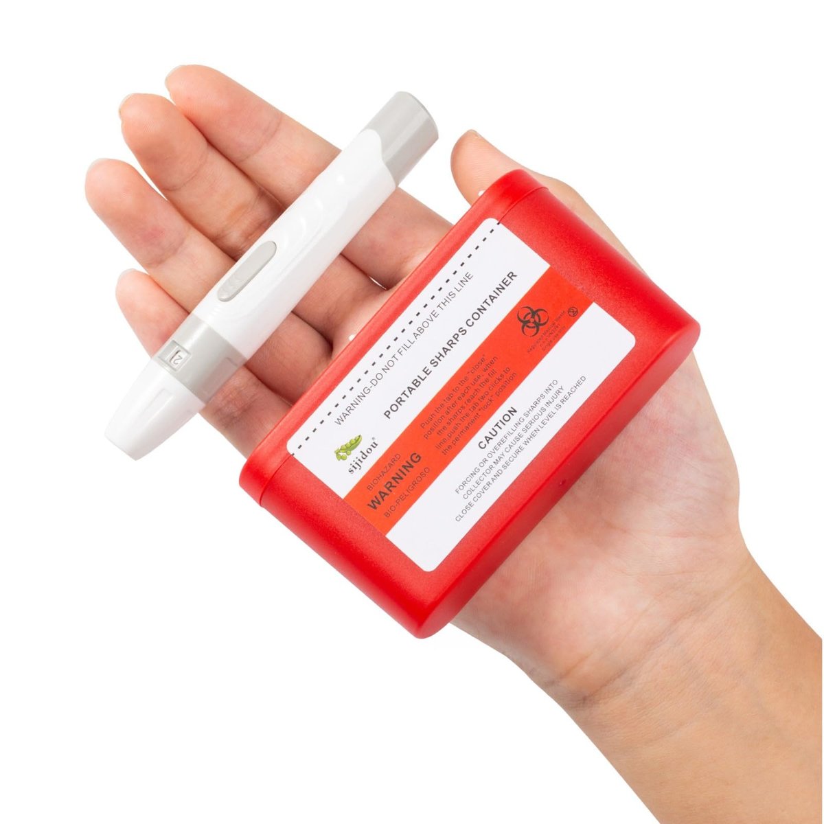 Tragbarer Sharps-Behälter für Reisen und Zuhause, 1 Pack, FSA/HSA-berechtigt, Taschen-Spritzenentsorgungsbehälter für Diabetes-Nadeln und Teststreifen, kompakte Größe für unterwegs und den täglichen Gebrauch
