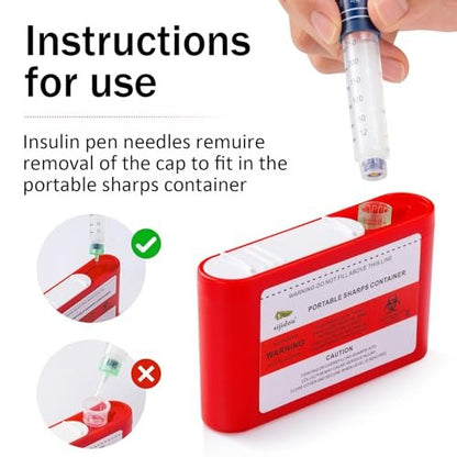3er-Pack Tragbarer Sharps-Behälter für Reise und Zuhause, FSA/HSA-fähig, Taschen-Spritzenentsorgungsbehälter für Diabetikernadeln und Teststreifen, kompakte Größe für den täglichen Gebrauch