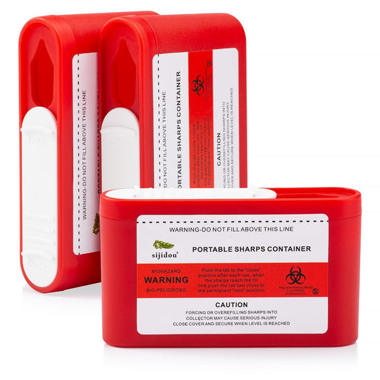 3er-Pack Tragbarer Sharps-Behälter für Reise und Zuhause, FSA/HSA-fähig, Taschen-Spritzenentsorgungsbehälter für Diabetikernadeln und Teststreifen, kompakte Größe für den täglichen Gebrauch