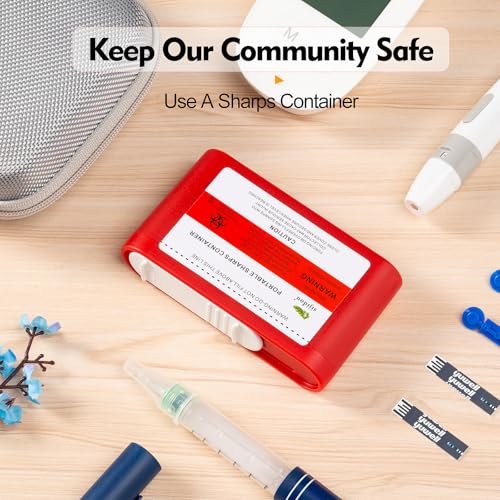 3er-Pack Tragbarer Sharps-Behälter für Reise und Zuhause, FSA/HSA-fähig, Taschen-Spritzenentsorgungsbehälter für Diabetikernadeln und Teststreifen, kompakte Größe für den täglichen Gebrauch