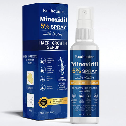 5% Minoxidil Haarwuchs Spray Serum – Haarnachwuchs Behandlung für Männer und Frauen, stärkt und verdickt das Haar für volleres, längeres Ergebnis, Bart- und Gesichtsbehaarungsverstärker