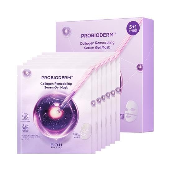 BIOHEAL BOH PROBIODERM™ Collagen Remodeling Serum Gel Maske (6 Stück x 34g) – Hydrogel-Maske mit Kollagenkapseln für Festigkeit & Porenverfeinerung – Feuchtigkeitsspendende Gesichtsmaske für glattere Haut